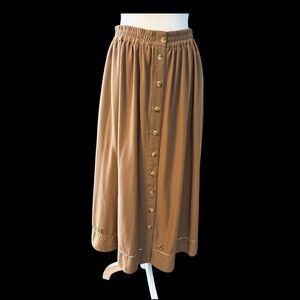 VINTAGE Jantzen Camel Button-Front Maxi Skirt